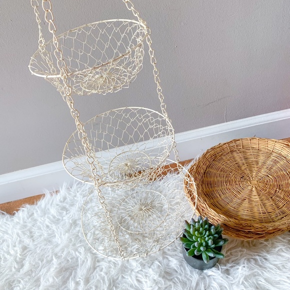 Vintage Farmhouse Wire Three Tier Hanging Basket